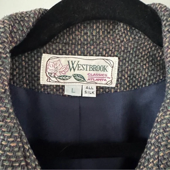 Vintage 90s Silk Cropped Blazer Jacket Fringe Collar Boxy Grandma Chic Large - Picture 2 of 7